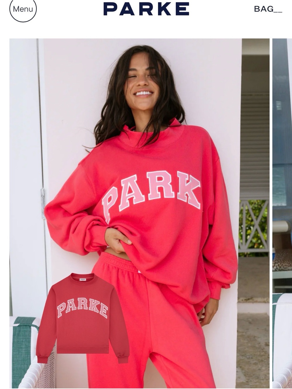 Parke Coral-Pink Oversized Crewneck Sweatshirt
